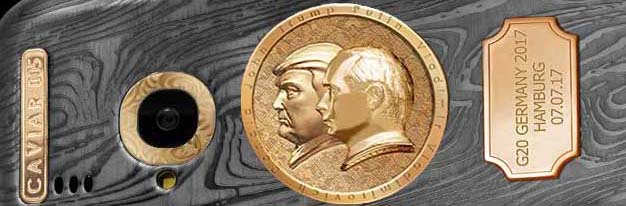 У Росії виготовили позолочений телефон з профілями Трампа і Путіна